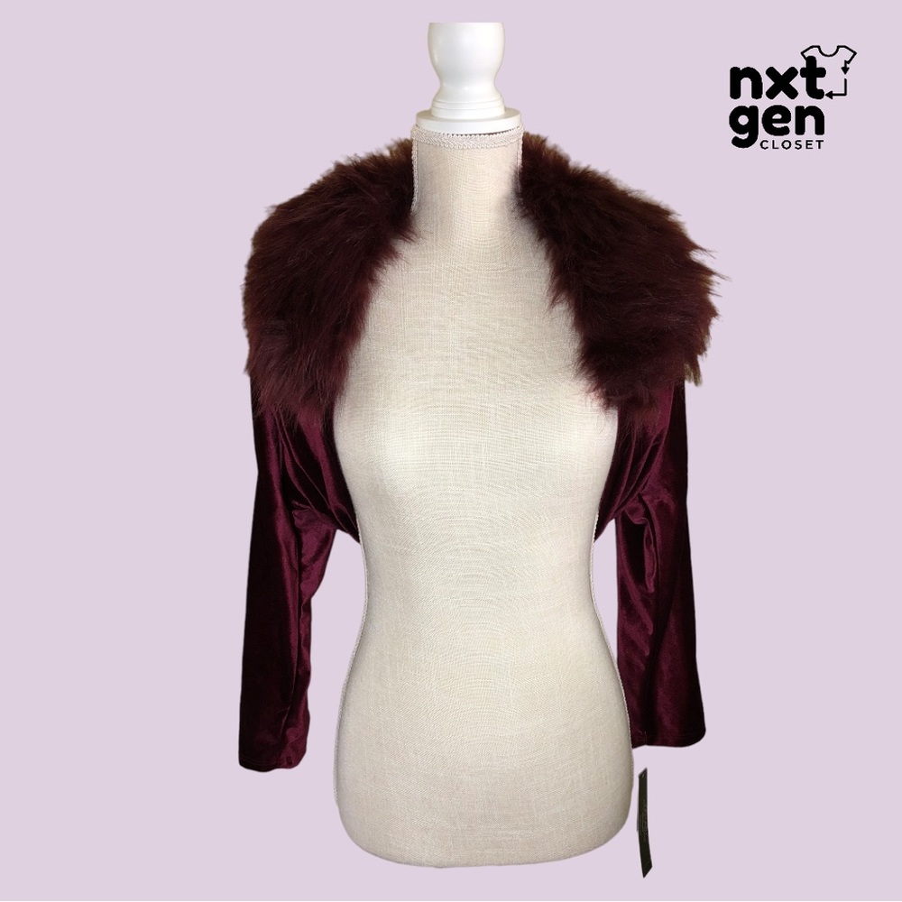 Tahari Bolero Fur Collared Shrug